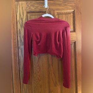 Windsor Velvet Maroon Sleeve Crop Top
